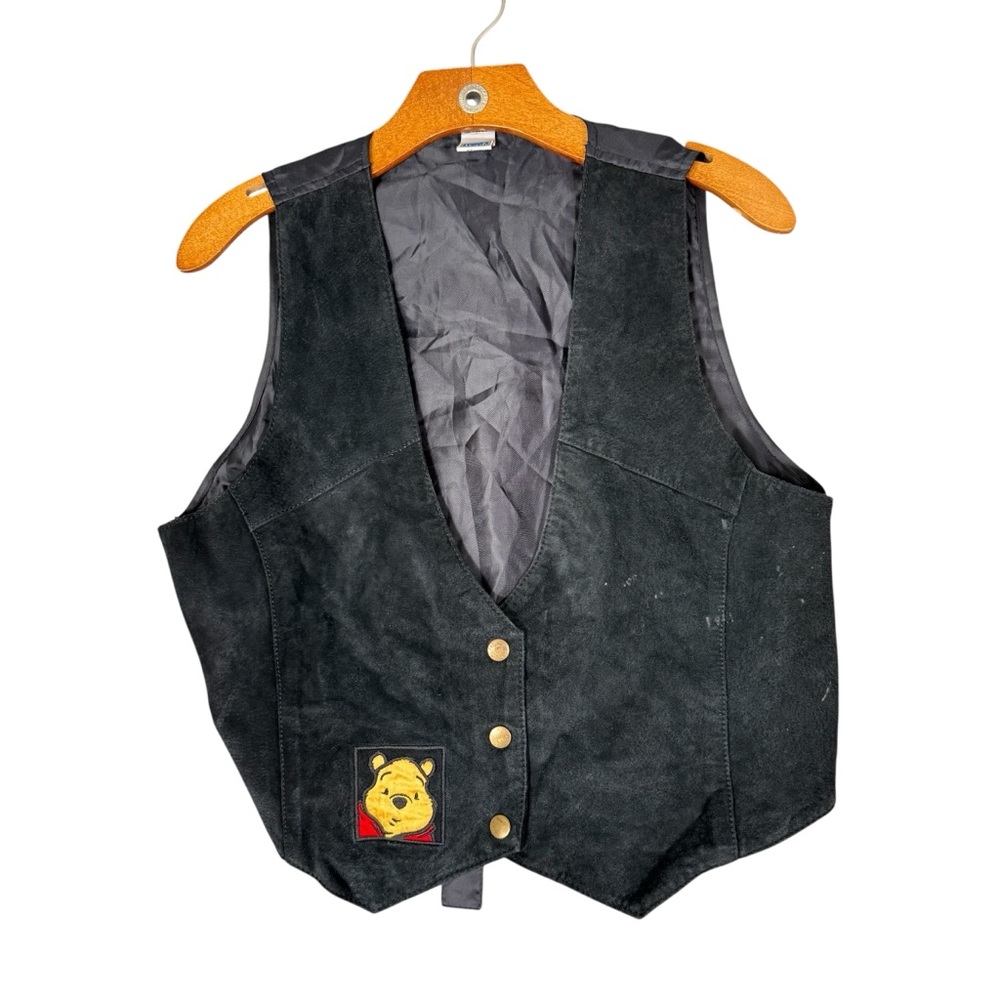 Vintage Disney Winnie the Pooh Suede Vest Black L